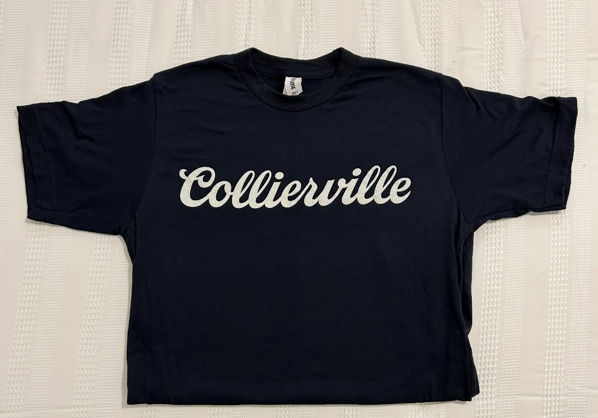 Navy Collierville Script Tee